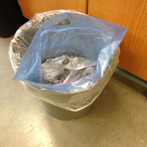 Soil samples in the trash